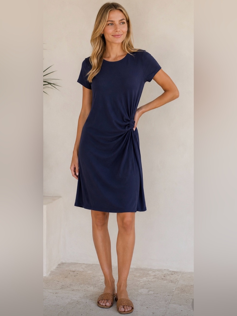 Duffield Lane Navy Side Tie Dress | Size M | Excellent Condition